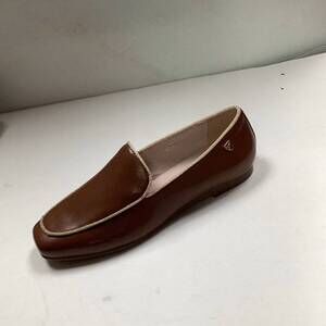 NEW VENETTINI girl's abby plain trimmed loafer in luggage shiny / tan trim